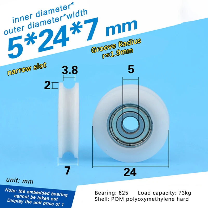 U Groove 625 Ball Bearing Pulley Wheel for Doors & Drawers Pulley Bearing Wheel QXL