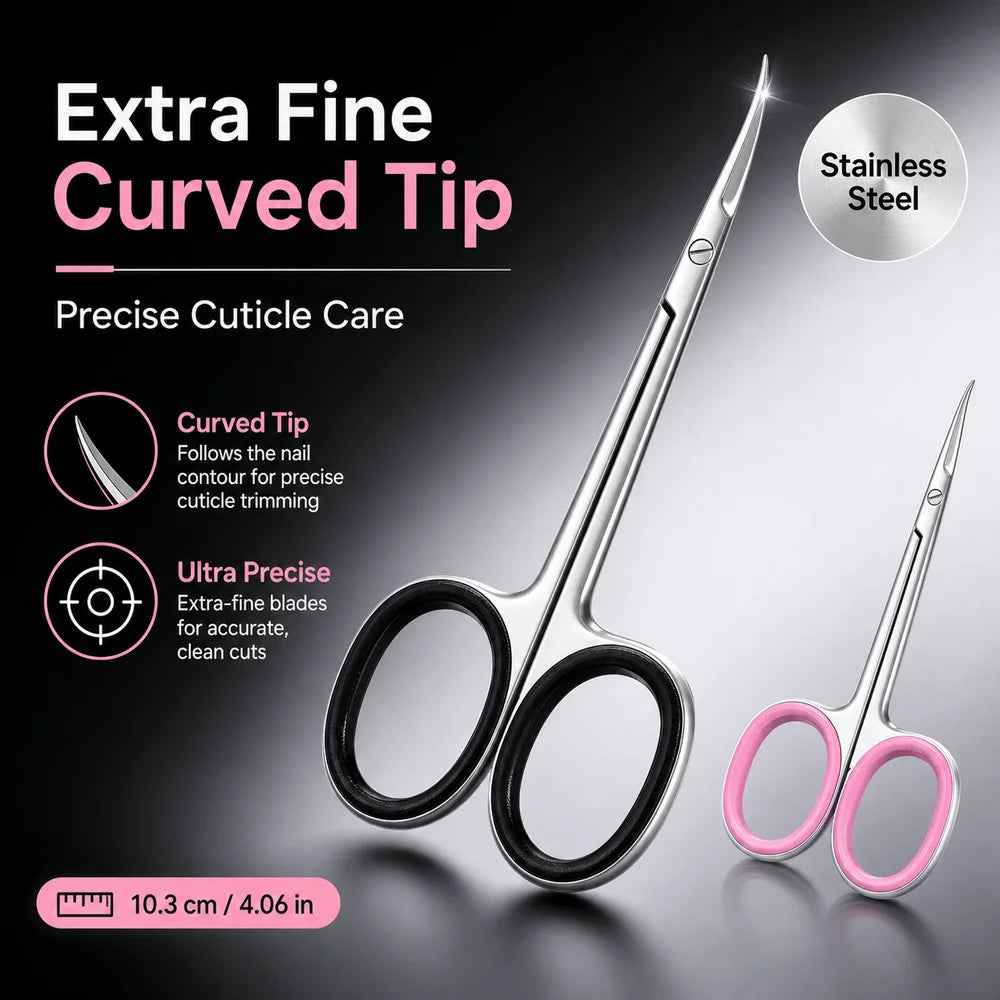 Stainless Steel Cuticle Shears | Fine Tip Curved Blade Scissors Cuticle Shears QXL