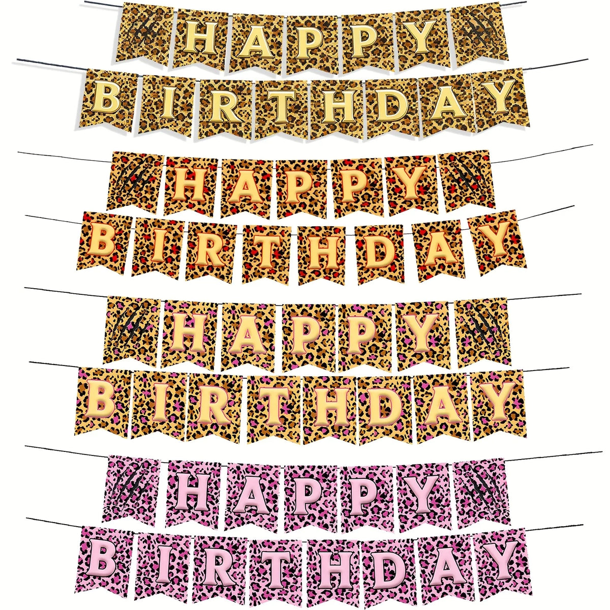 Leopard Print Birthday Party Supplies – Tableware, Flags & Banner Party Decoration Set QXL