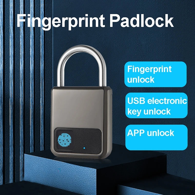 Smart Fingerprint Padlock IP68 Waterproof – App & USB Key Fingerprint Padlock QXL