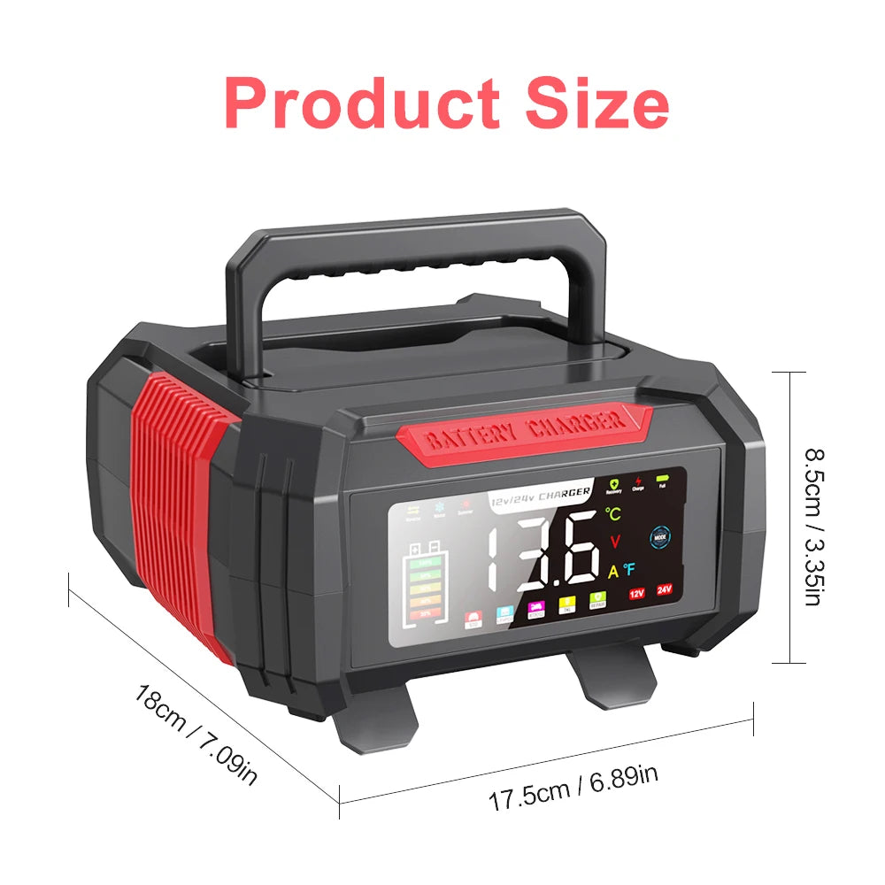 EAFC 15A Car Battery Charger 12V/24V | Lead-Acid & LiFePO4 Car Battery Charger QXL