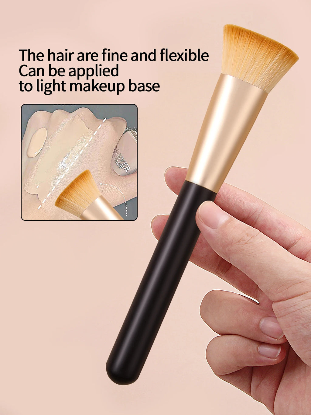 KOSSHOW Flat-Top Foundation Brush | Black Wood Handle Foundation Makeup Brush QXL