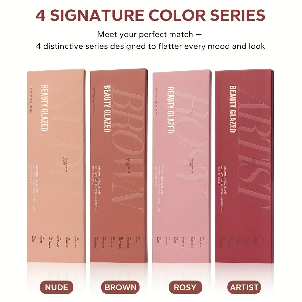 Beauty Glazed 6-Pc Matte Nude Lip Liner Set – Waterproof Pencils Lip Liner Set QXL