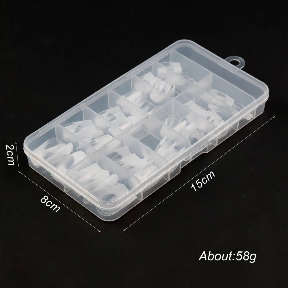 120-Pack French Press On Nails | Clear Mixed Size Full Cover DIY Press On Nails QXL