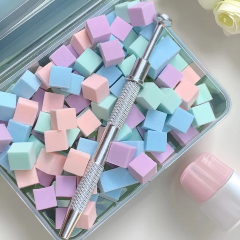 100-Pack Nail Art Sponge Grippers with Grab Clip | Macaron Nail Art Sponge Set QXL