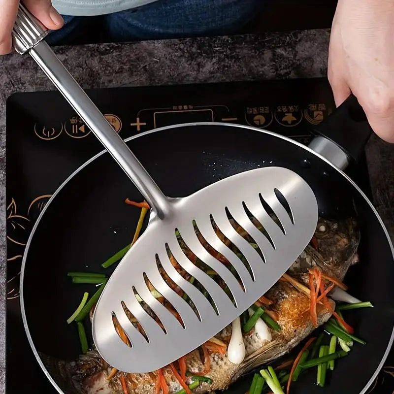 Large Stainless Steel Fish Spatula | Slotted Turner Shovel Kitchen Spatula QXL