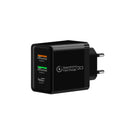 48W 3-Port USB-C PD Fast Charger | EU US UK Plug Adapter USB-C Wall Charger QXL Black EU