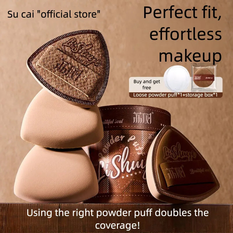 Maillard Suede Powder Puff 2-Pack | Dry & Wet Cushion Sponge Makeup Sponge Puff QXL