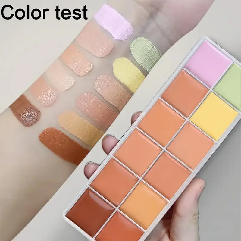 VERONNI 12-Color Cream Concealer Palette with Brush | All Skin Cream Concealer Palette QXL
