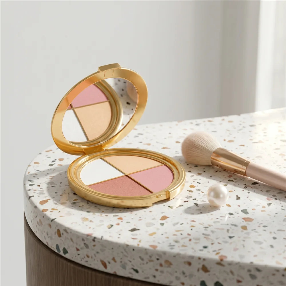 3-in-1 Highlighter Eyeshadow Blush Palette | Shimmer & Matte Eyeshadow Blush Palette QXL