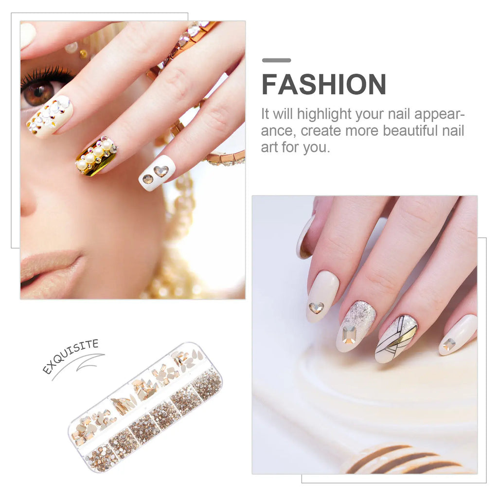 Color Glass Nail Rhinestone Charms Box | DIY Manicure Nail Rhinestone Charms QXL