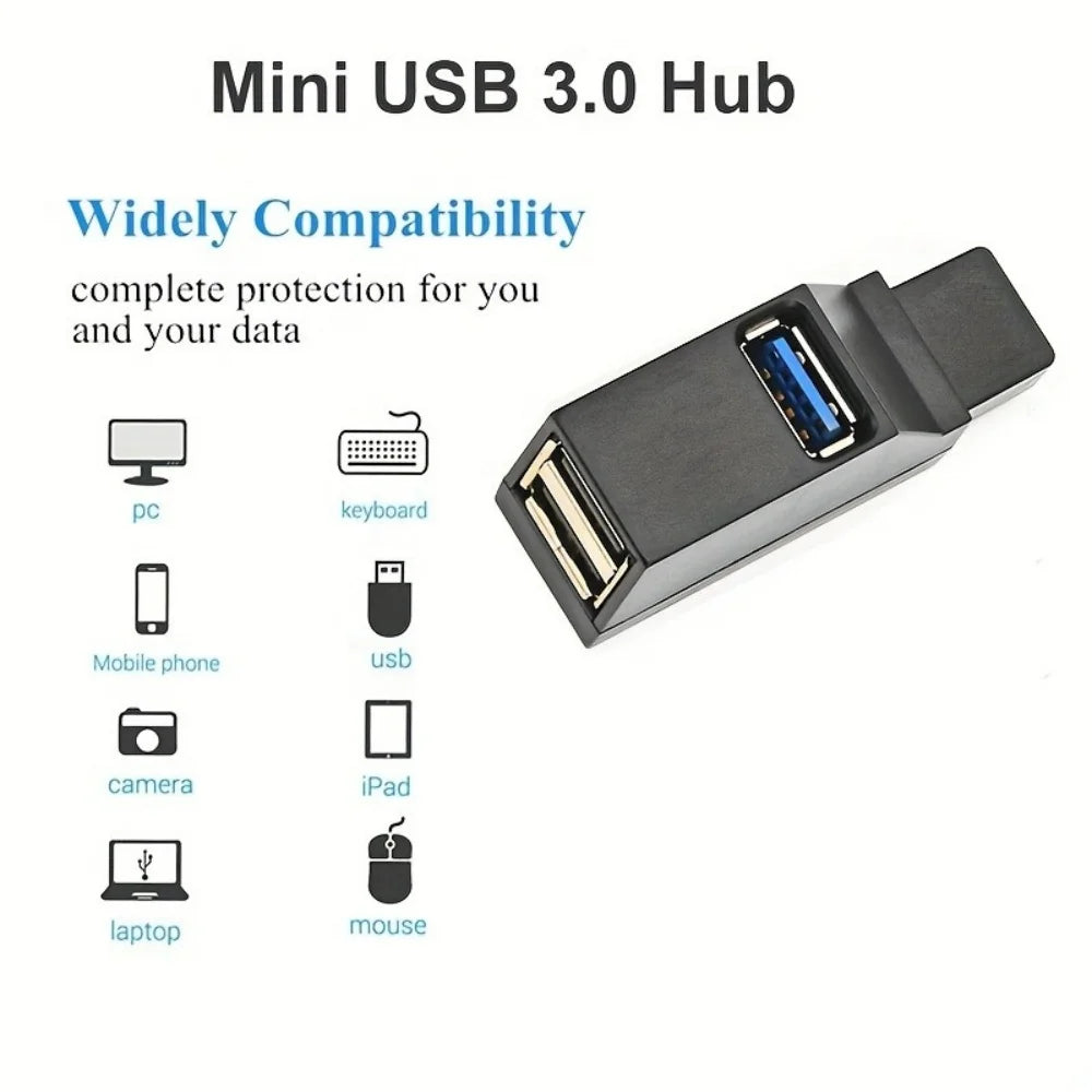 USB 3.0 3-Port Hub Splitter Adapter for PC & Laptop USB Hub QXL