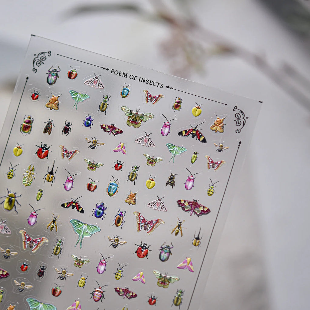 5D Pastoral Nail Stickers – Ladybug, Flower & Vine Decals Nail Stickers QXL