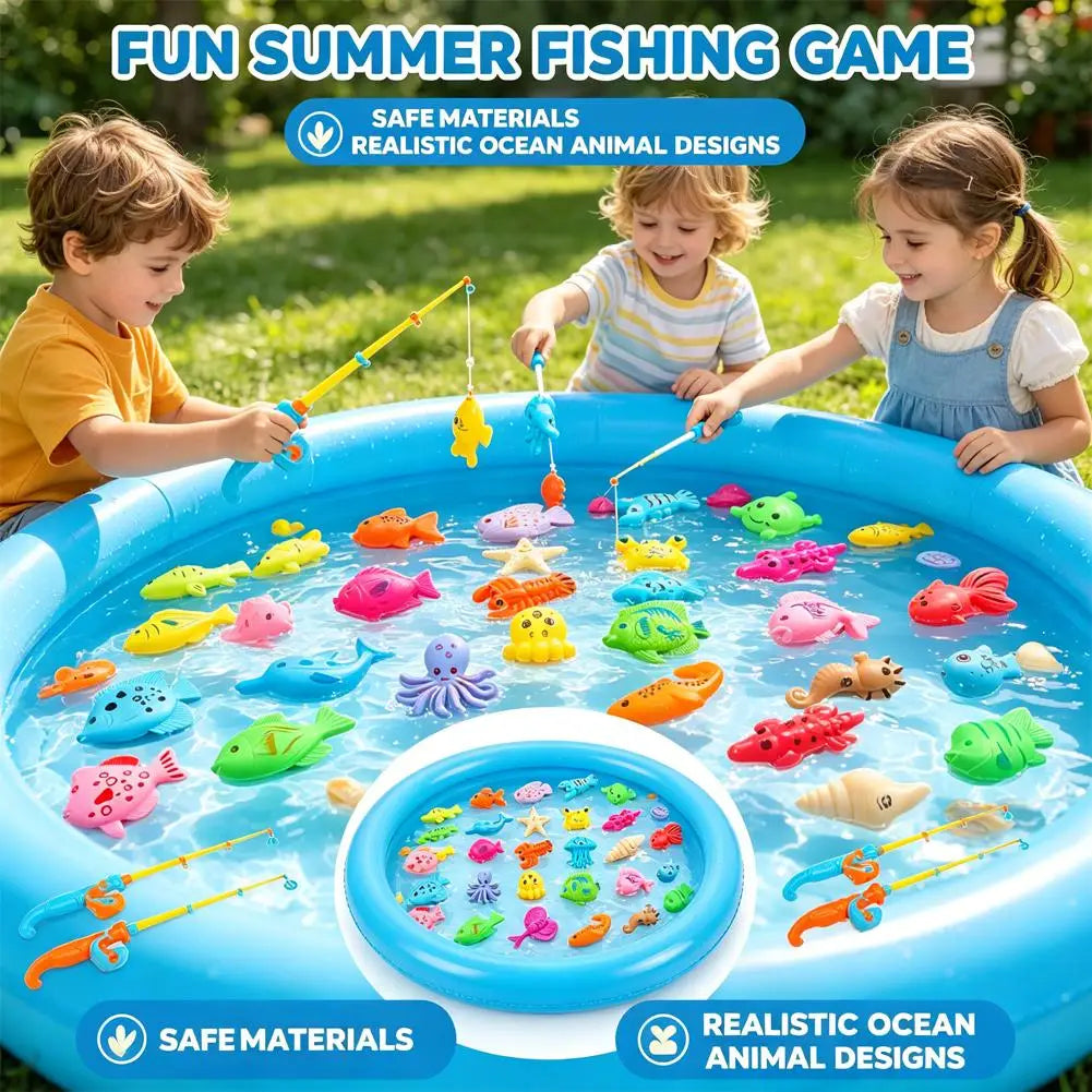 Kids Magnetic Fishing Toy Set | Glow Fish Game Indoor Outdoor Kids Fishing Toy QXL