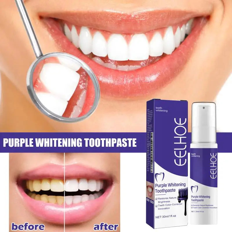 EELHOE Purple Whitening Toothpaste Color-Correcting 30ml Whitening Toothpaste QXL Default Title