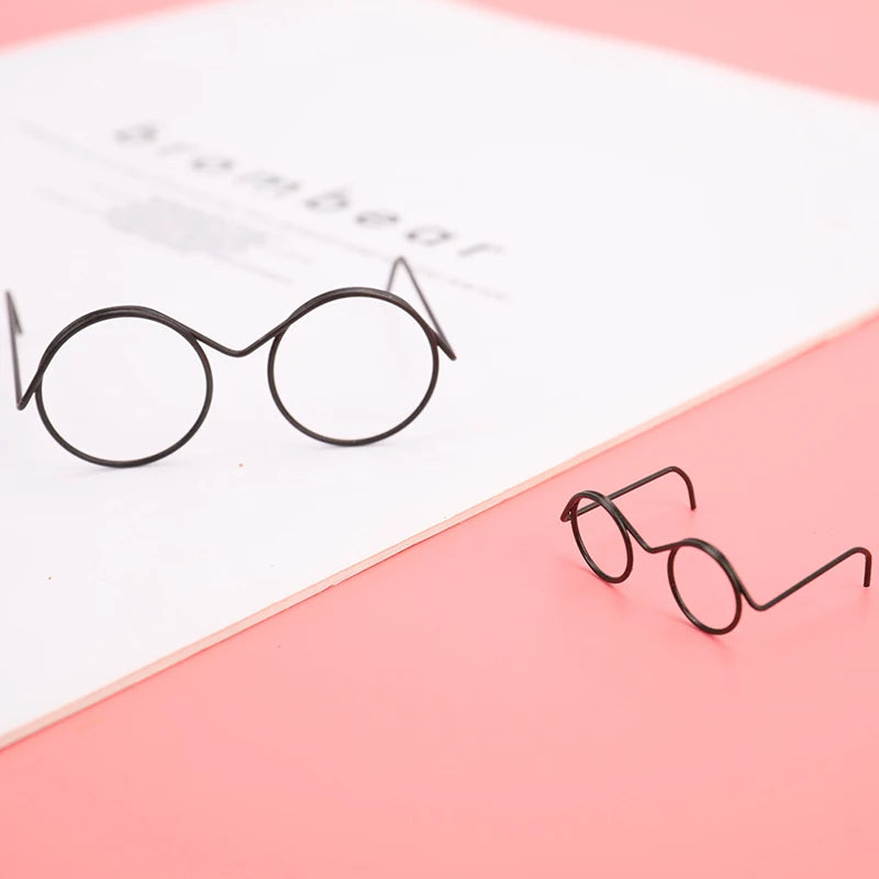 2-Pack Retro Round Lensless Alloy Glasses for BJD 1/6 Dolls Doll Accessories QXL