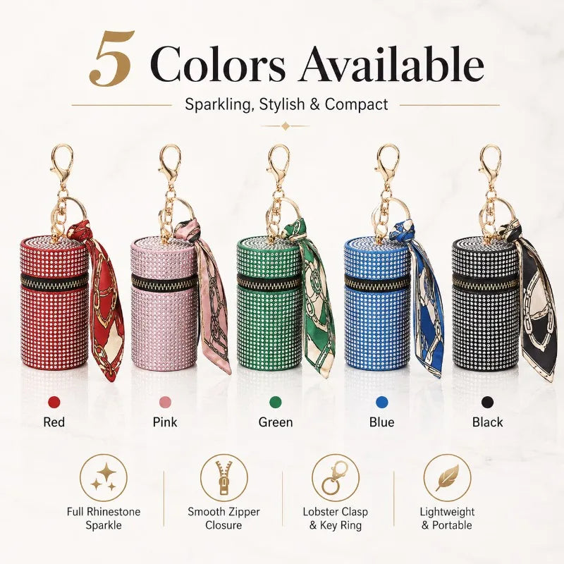 Rhinestone Mini Bucket Pouch Keychain | Coin Purse Bag Charm Keychain Coin Purse QXL