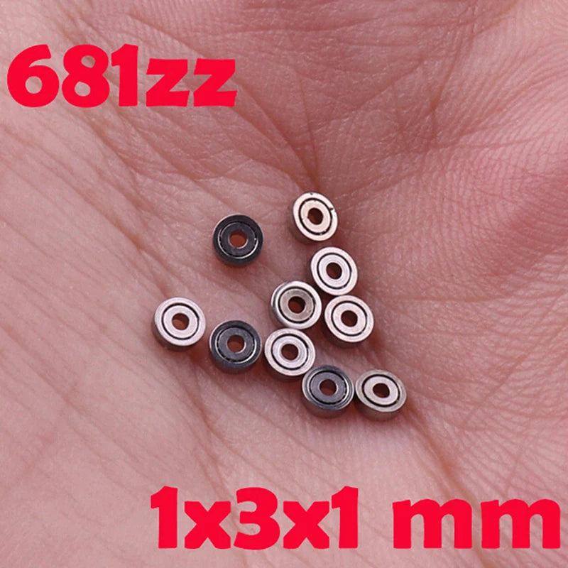 10-Pack 681ZZ Miniature Ball Bearings 1x3x1mm | Metal Open Miniature Ball Bearings QXL