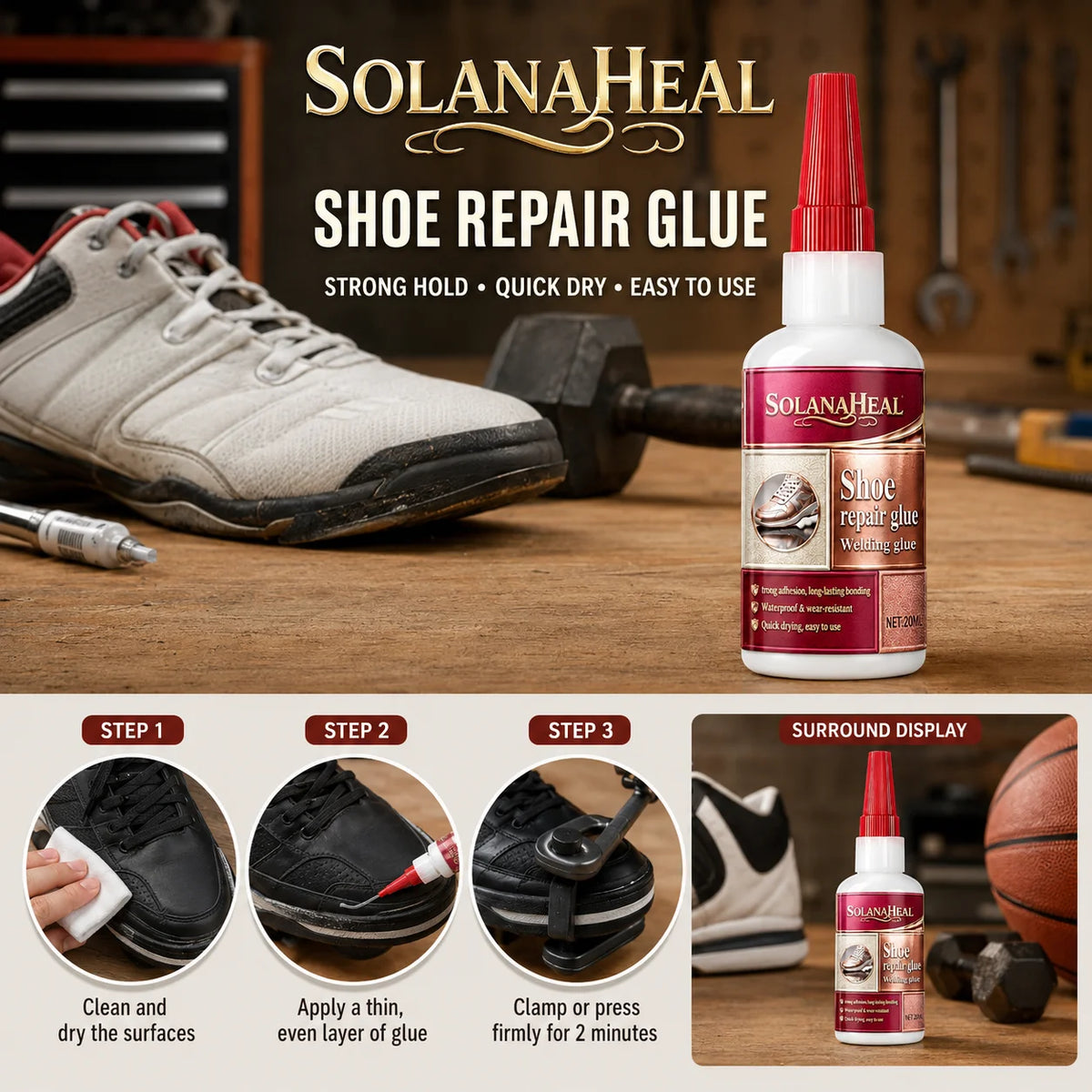 Waterproof Shoe Repair Adhesive | Strong Flexible Glue 20ml Shoe Repair Adhesive QXL