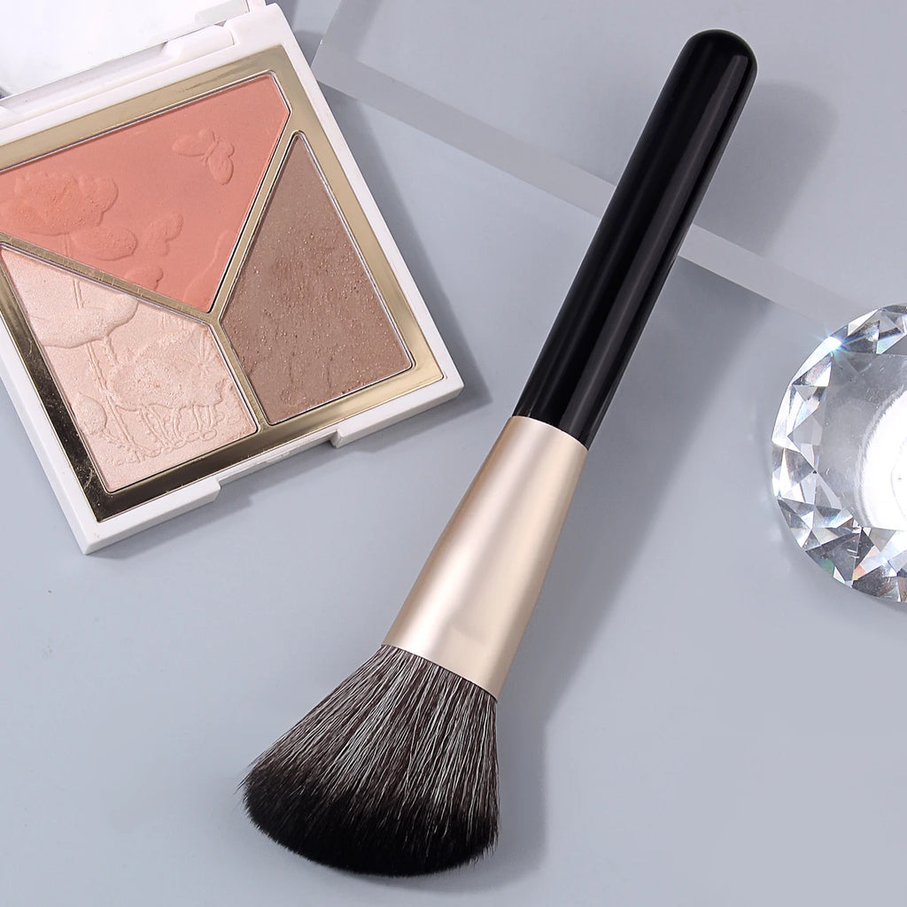 KOSSHOW Sloped Blush Brush – Wood Handle & Gold Ferrule Blush Makeup Brush QXL