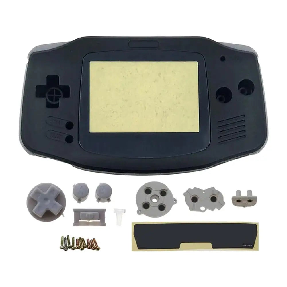 GBA Replacement Shell Housing Full Set – Buttons, Screws & Lens Console Replacement Shell QXL Black