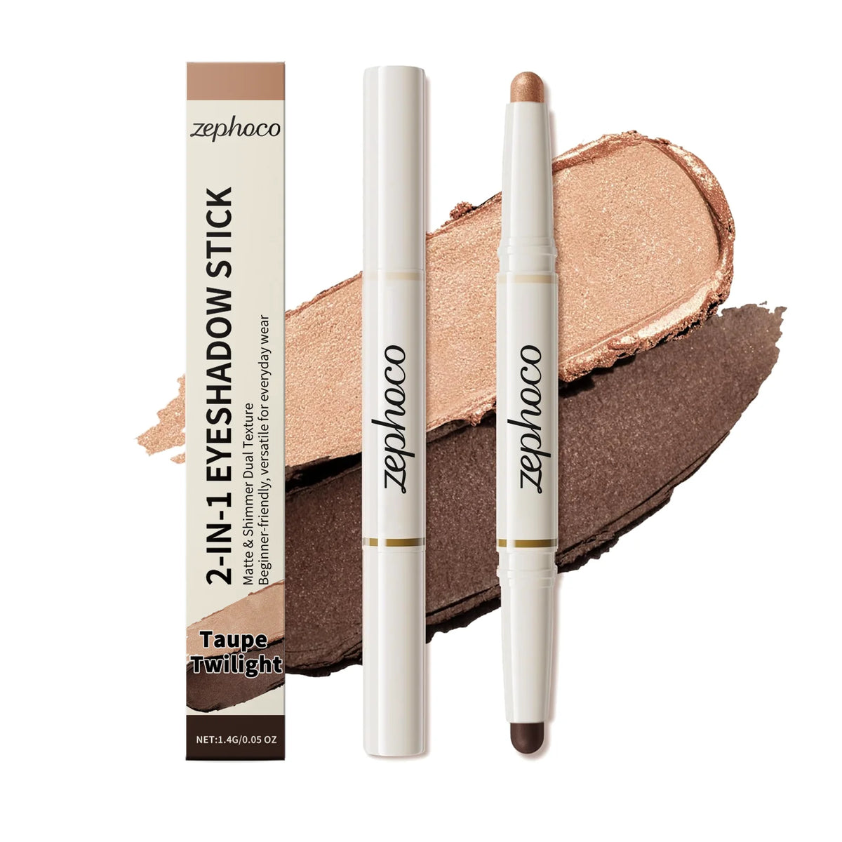 Double-Ended Eyeshadow Stick | Shimmer & Matte Waterproof Pen Eyeshadow Pen QXL Champ Gold Matte Brn 1.4g