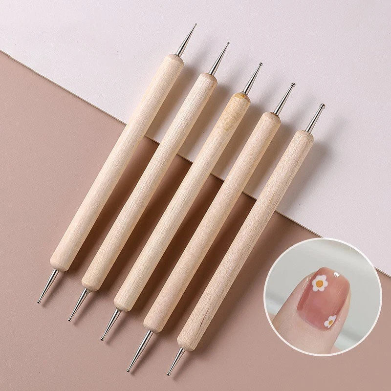Crystal Beaded Nail Dotting Pens – 5-Piece Dual-End Set Nail Dotting Pen Set QXL