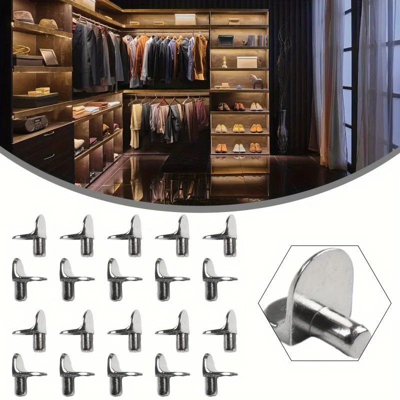 20-Pack L-Shaped Shelf Support Pegs | Metal Cabinet Pins Silver Shelf Support Pegs QXL