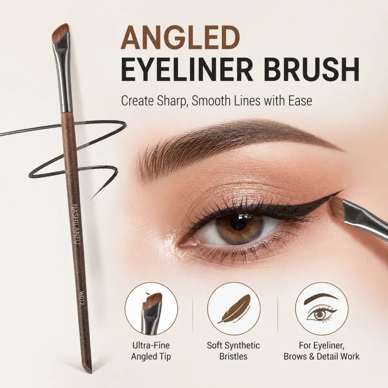 Angled Eyeliner Brush – Ultra-Fine Tip, Synthetic Bristles Angled Eyeliner Brush QXL