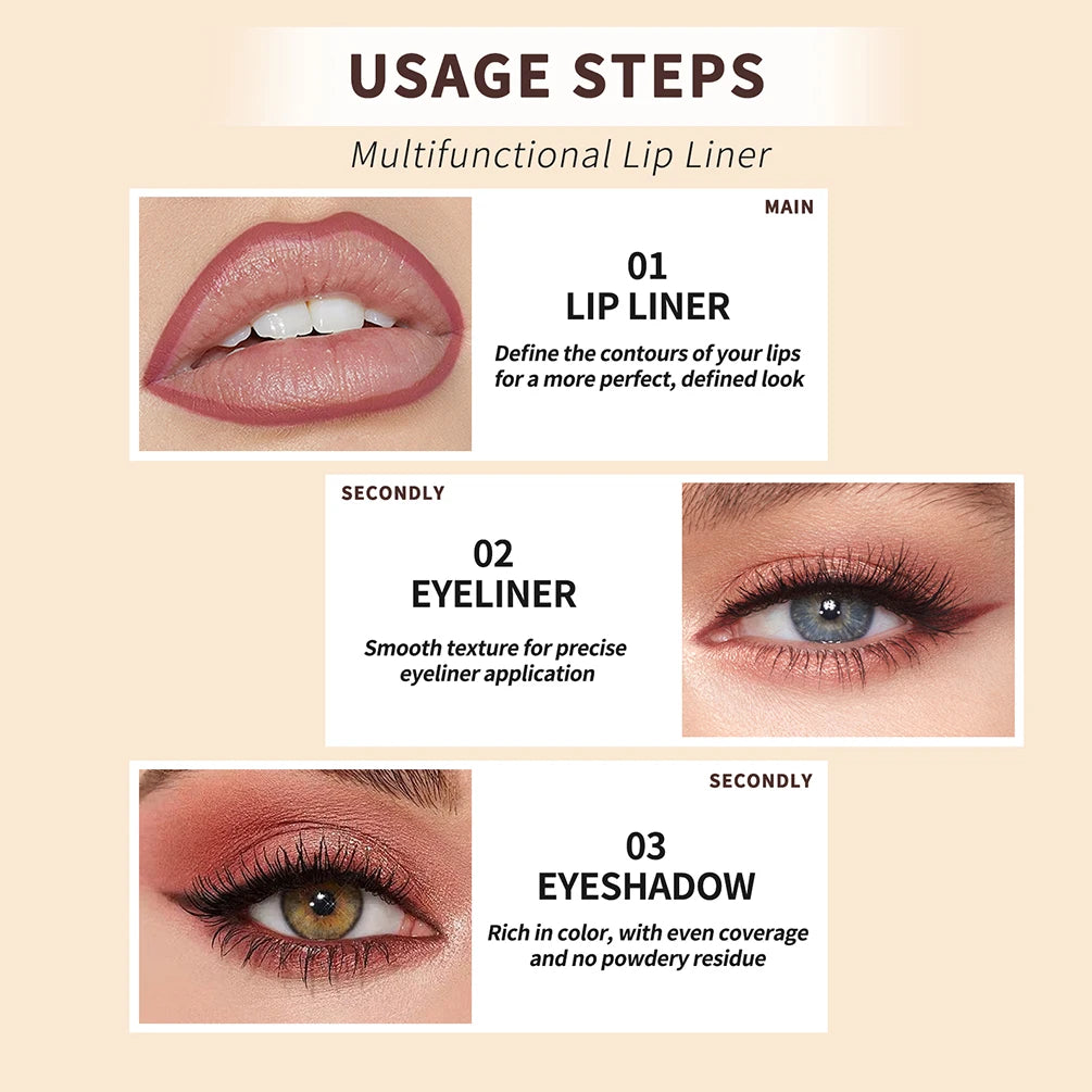 QiBest 6-Pc Matte Lip Liner Set | Nude Brown Red Lipliner Lip Liner Set QXL