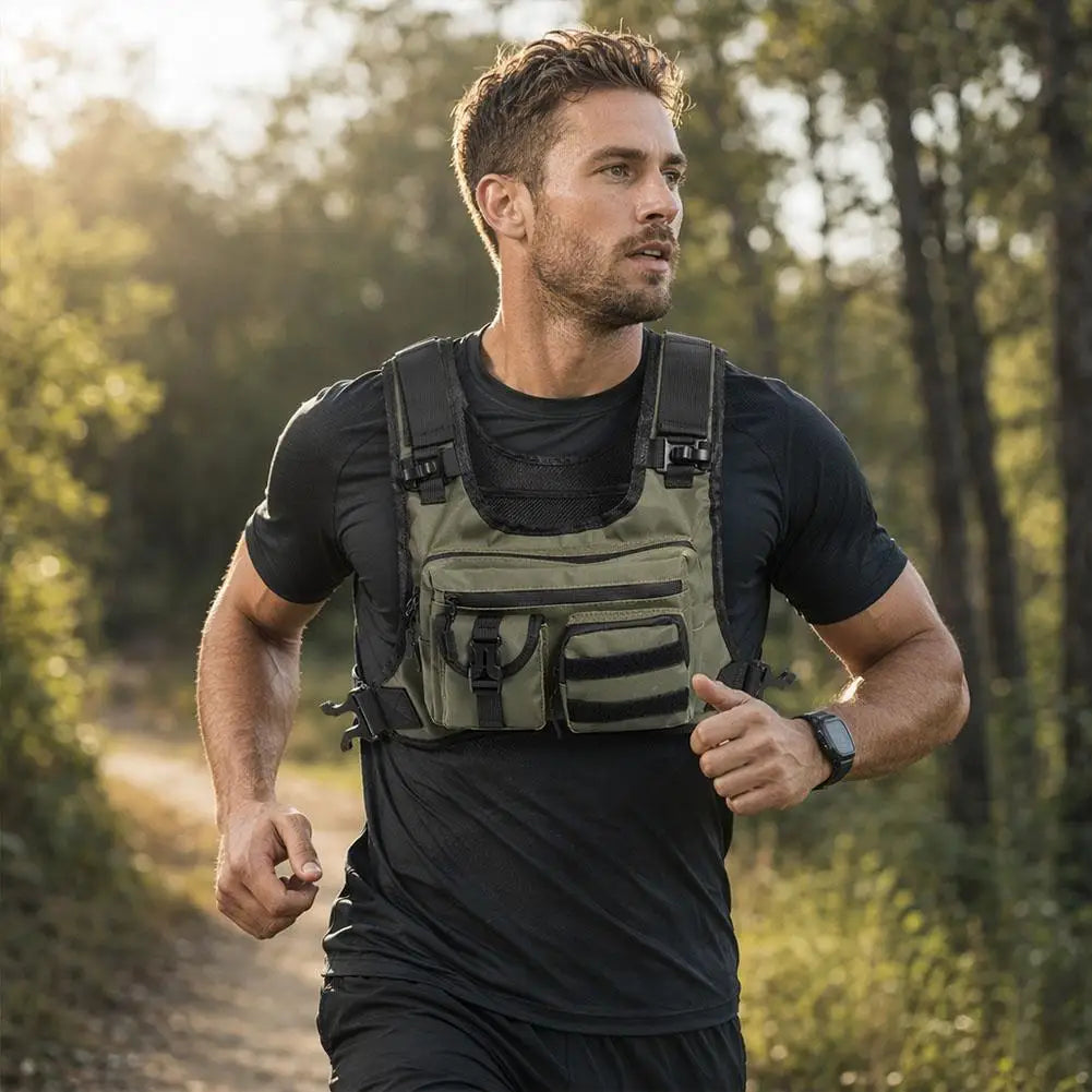 Men's Tactical Chest Pack | Waterproof Running Vest Bag Tactical Chest Pack QXL