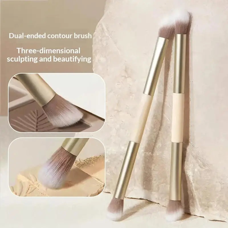Dual-Ended Contour Brush – Eyeshadow & Face Sculpting Contour Makeup Brush QXL