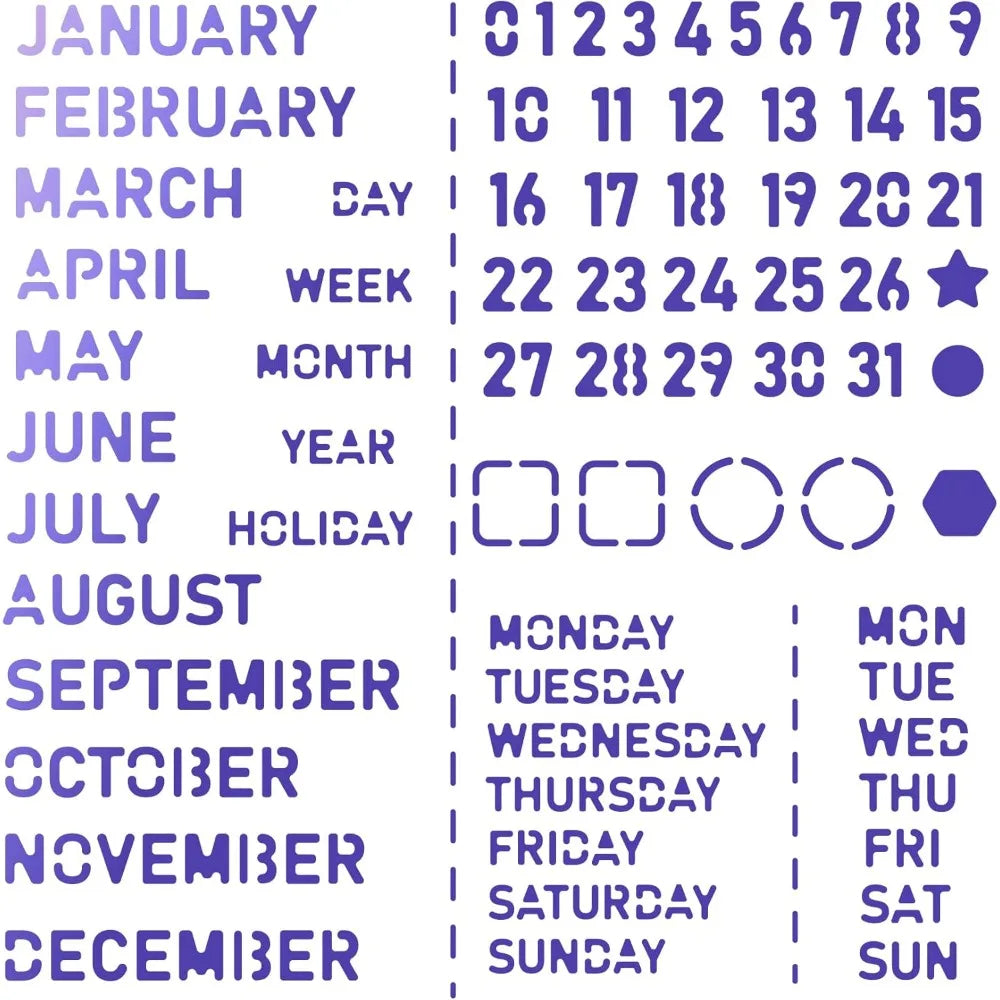 6x6" Stainless Steel Calendar Stencil | Journal & DIY Craft Craft Stencil Template QXL