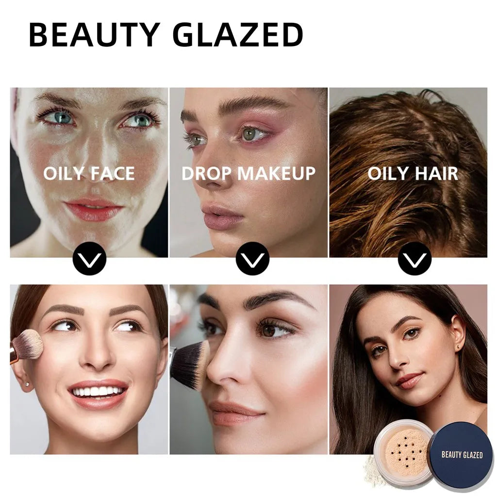 BEAUTY GLAZED Mattifying Loose Powder – Oil Control Matte Finish Loose Setting Powder QXL