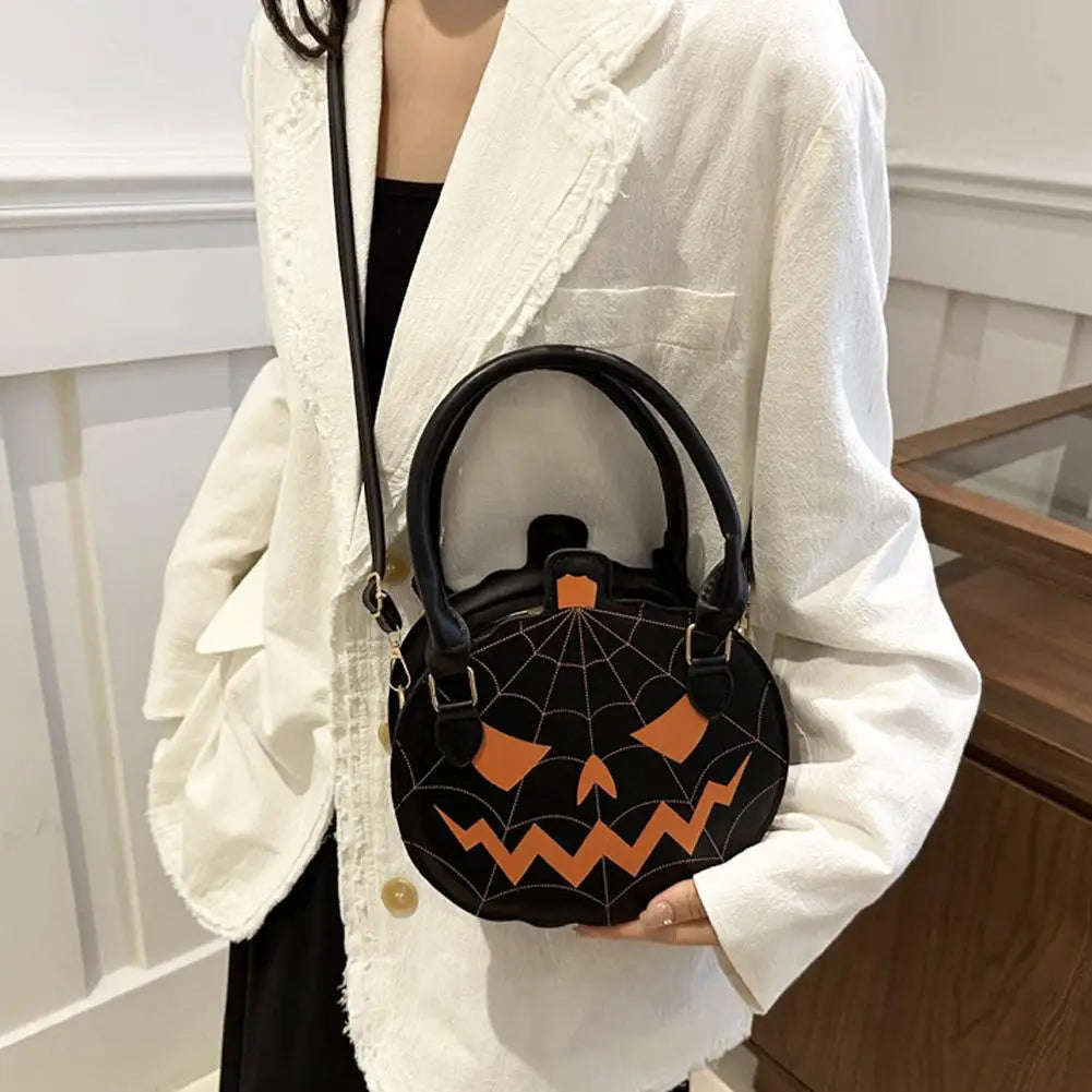 Halloween Pumpkin Crossbody Bag | Large Capacity PU Shoulder Bag Crossbody Shoulder Bag QXL