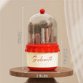360° Rotating Makeup Brush Holder with Lid | 6-Grid Organizer Makeup Brush Organizer QXL Cream Red
