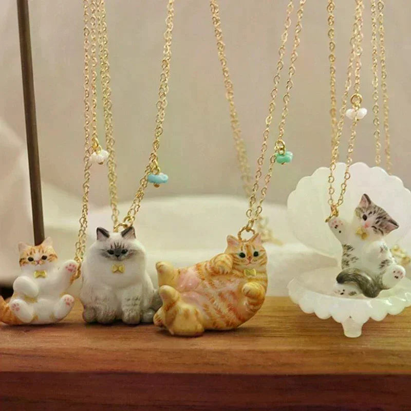 Vintage Cartoon Cat Pendant Necklace | Women's Jewelry Gift Pendant Necklace QXL