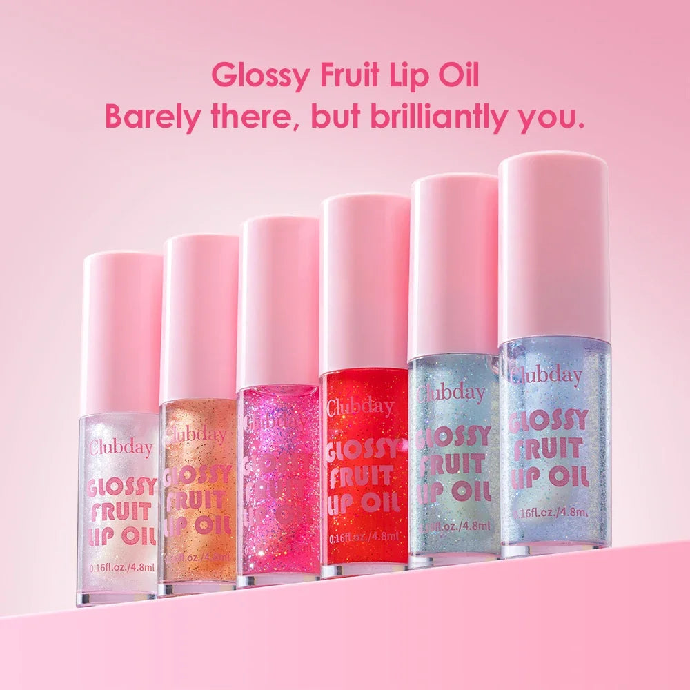 Clubday 6-Color Shimmer Lip Oil | Hydrating Fruit Gloss Shimmer Lip Oil QXL