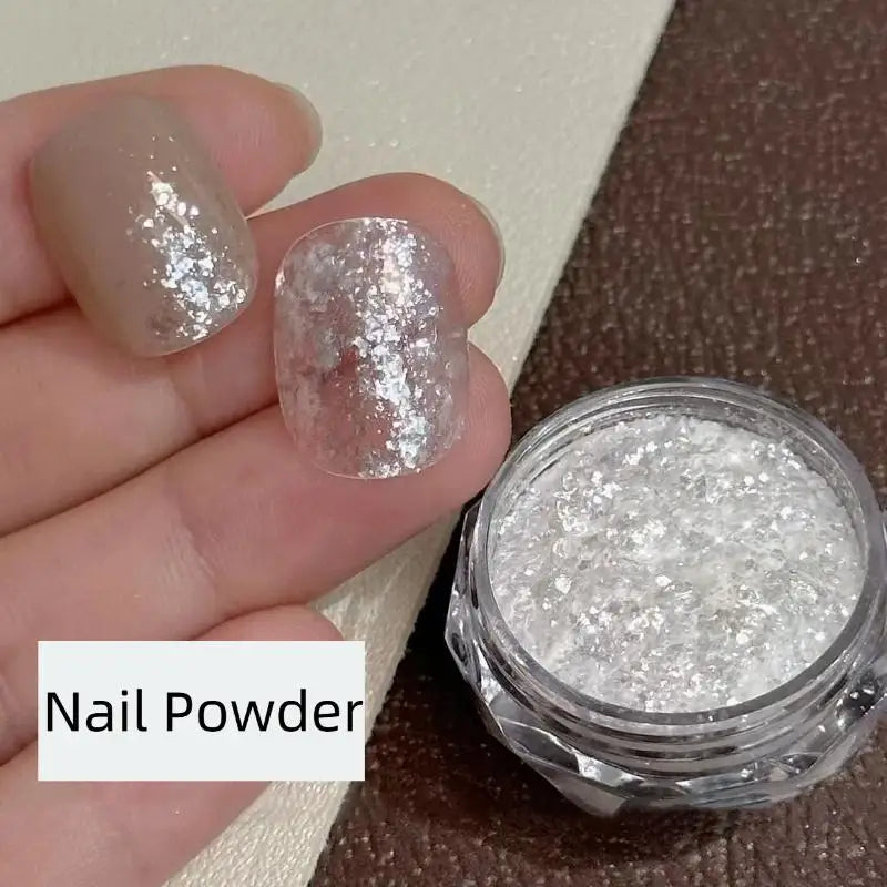 Opal Snow Powder Nail Flakes | Shimmer Glitter Decoration Nail Glitter Powder QXL