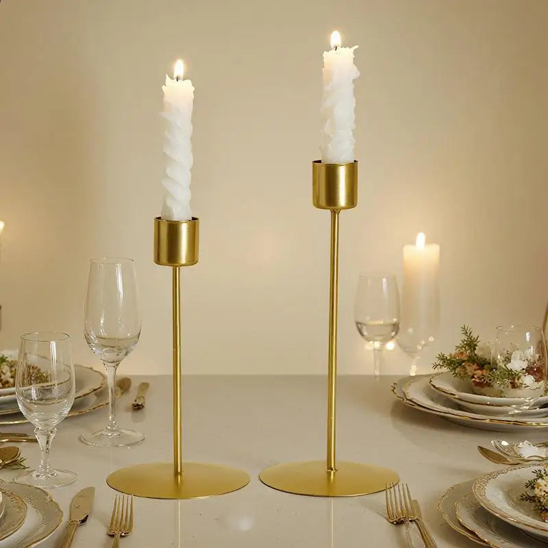 European Gold Metal Candlestick Holder | Wedding & Home Decor Candle Holder QXL