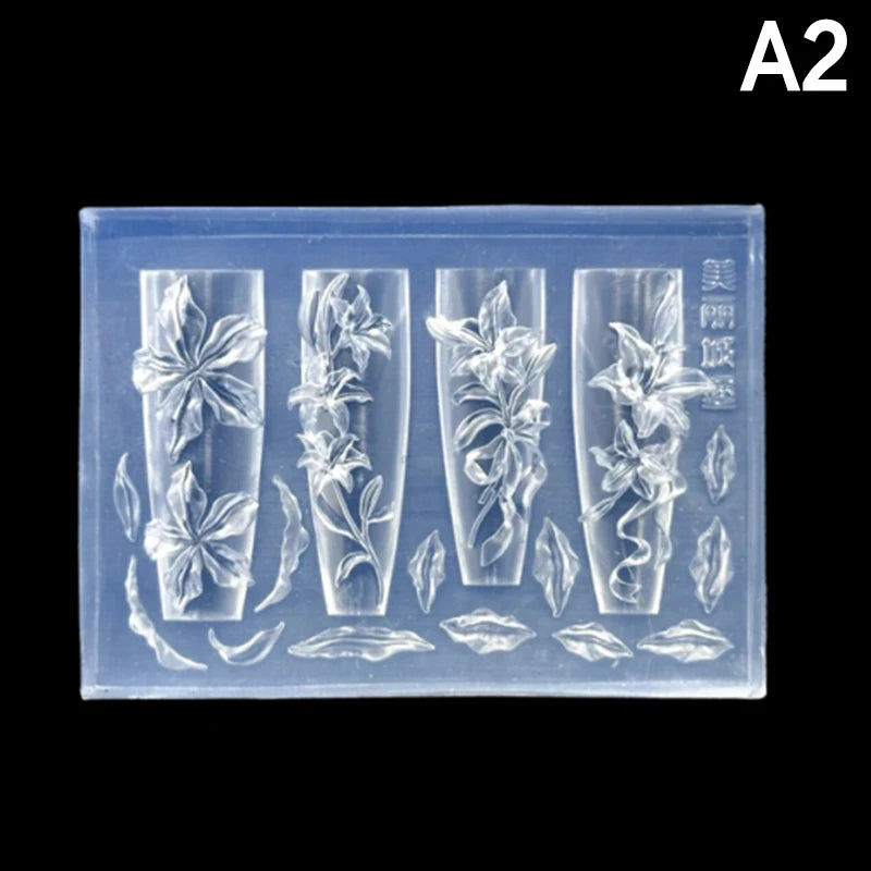 Rose & Tulip Silicone Nail Art Mold | DIY Floral 3D Design Nail Art Mold QXL Style3