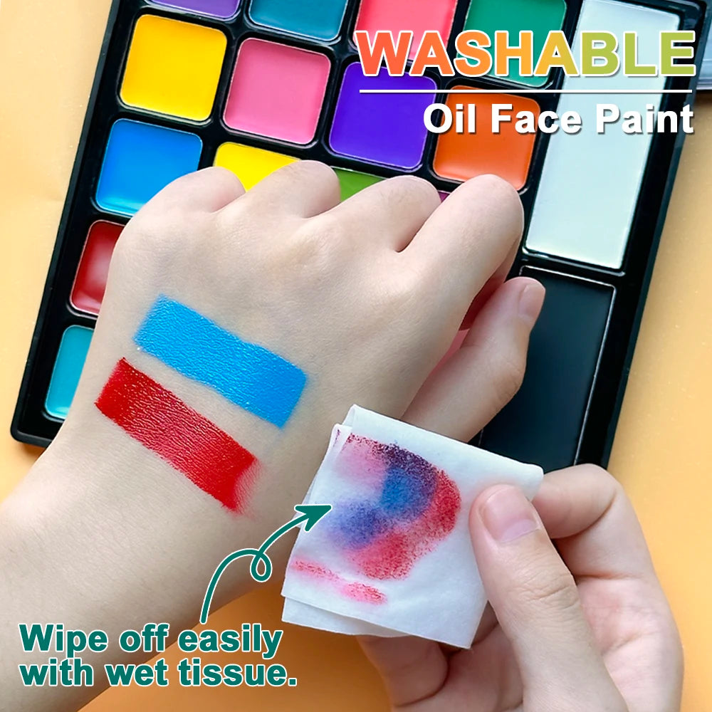 VERONNI 22-Color Face & Body Paint Kit with Brush & Stencils Face & Body Paint QXL