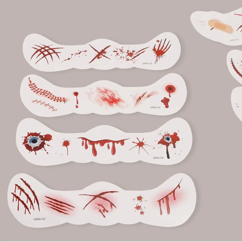 10-Pack Halloween Scar Temporary Face Tattoo Stickers | Cosplay Temporary Tattoo Stickers QXL