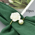 Floral Napkin Rings | White & Gold-Tone Elegant Table Decor Decorative Napkin Rings QXL 10pcs