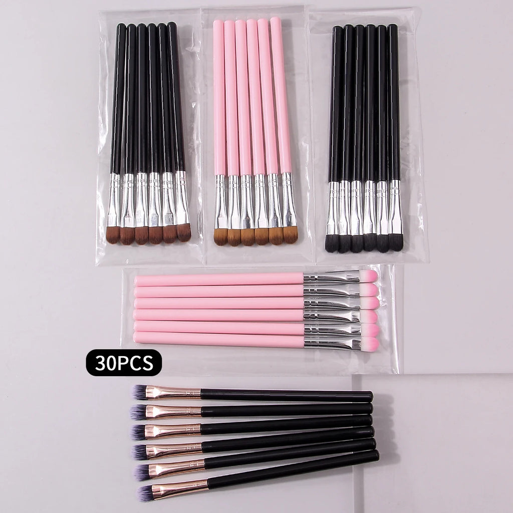 30-Pack Eyeshadow & Smudge Brush Set | Nylon Makeup Brushes Eyeshadow Brush Set QXL