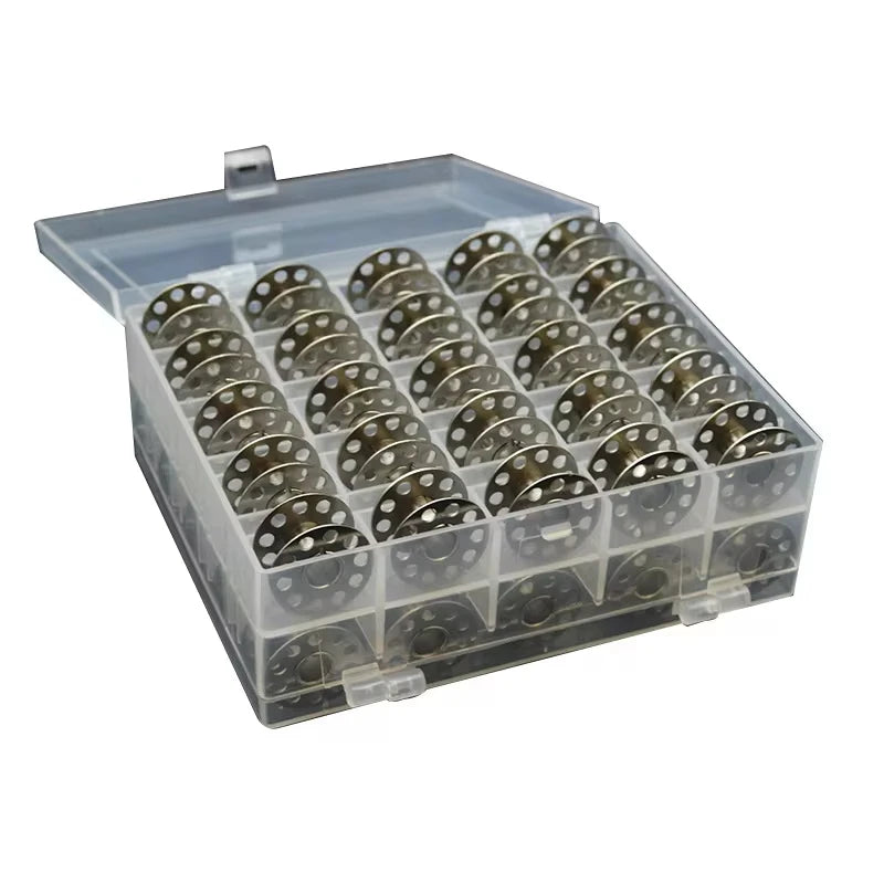 50-Grid Metal Bobbin Set with Transparent Storage Box Bobbin Storage Set QXL