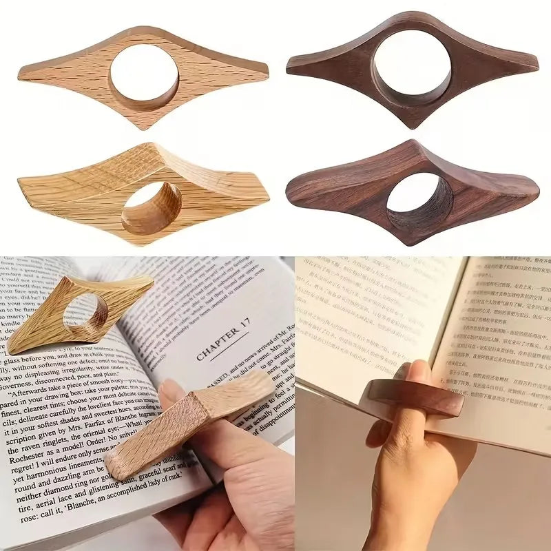 Polished Wooden Thumb Bookmark | One-Handed Page Turner Wooden Thumb Bookmark QXL