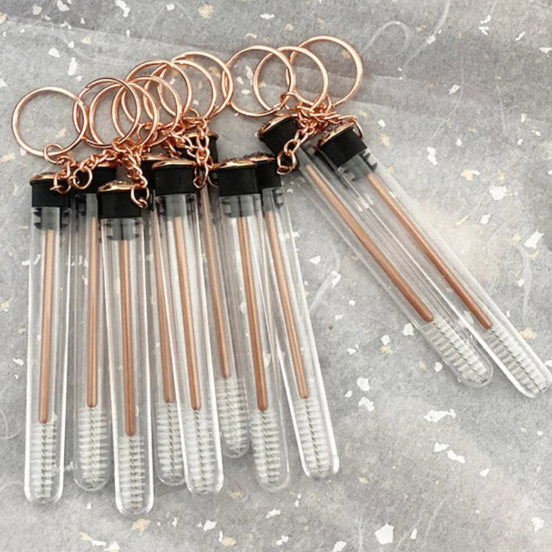 Gold Glitter Lash Spoolie Brush Tube Keychain | Reusable Lash Spoolie Keychain QXL