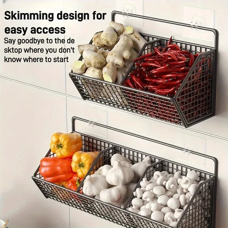 Punch-Free Wall Kitchen Storage Rack with Drain Basket Wall Storage Rack QXL