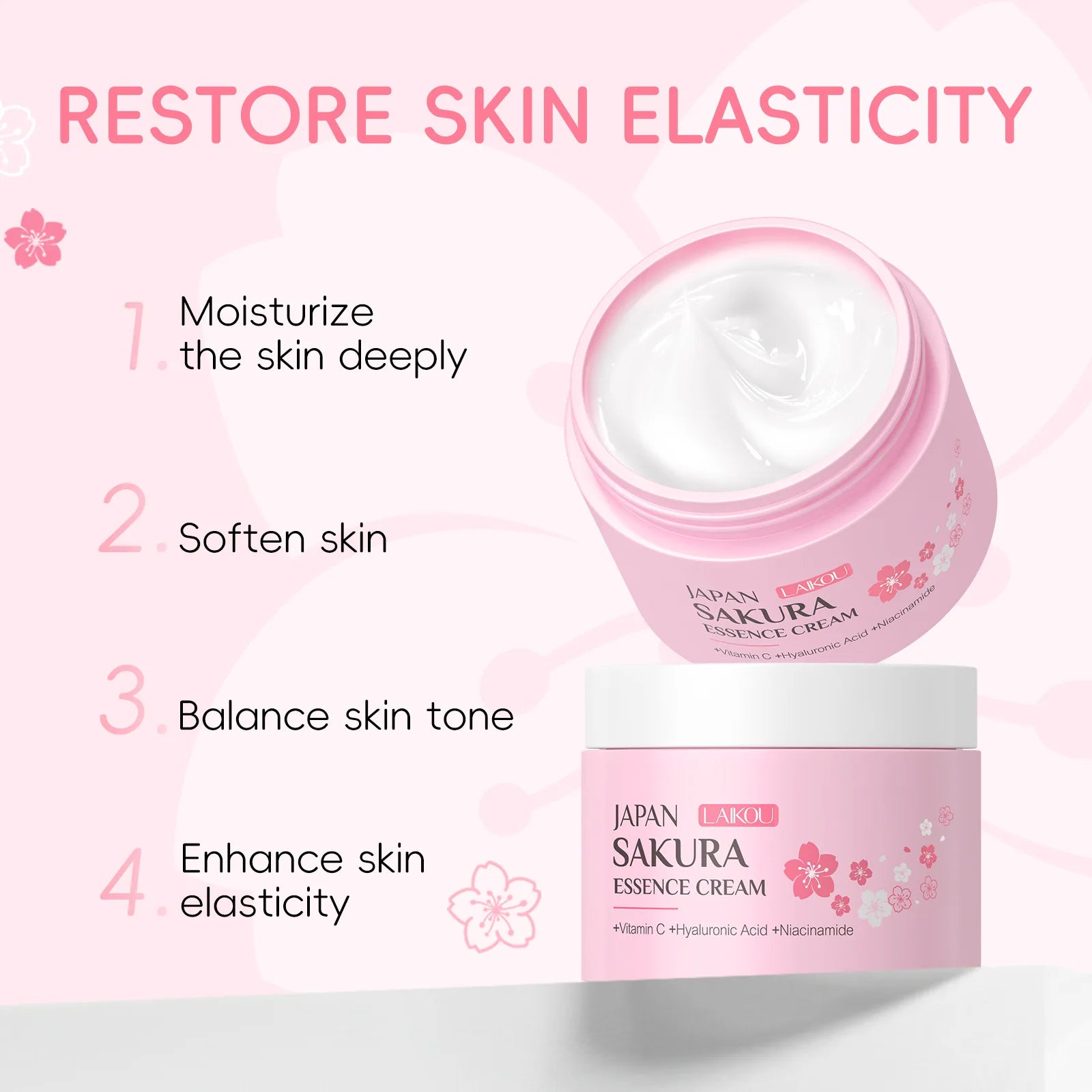 LAIKOU Sakura Hydrating Face Cream | Niacinamide & Vitamin C Hydrating Face Cream QXL